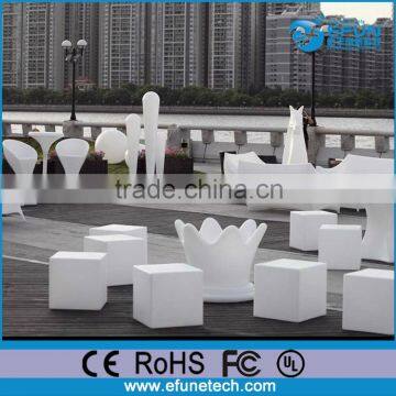 illuminated cube table and seat furniture,outdoor led plastic party chair