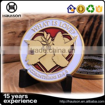 Top quality bimetal diecut engraving cheap price matte gold plating color enamel custom personalized embossed brass coin