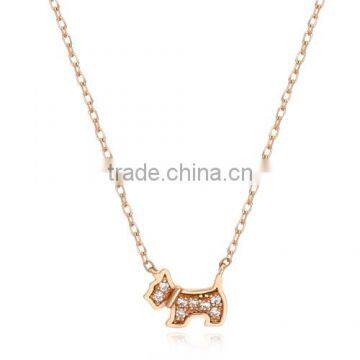 Real rose gold small dog 925 Sterling silver jewelry pendant chain Korean tv doctors Park Shin Hye necklace 2016