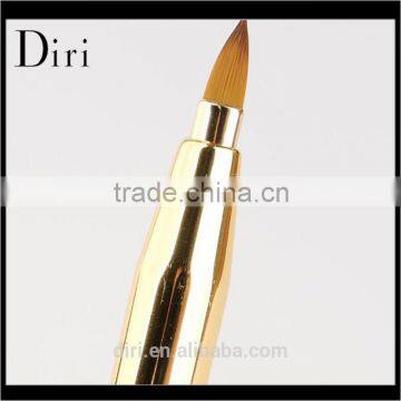 Golden Color Portable Metal Tube Makeup Nylon Fiber Retractable Lip Brush