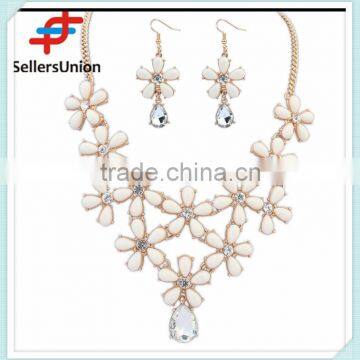 No.1 Yiwu Exporting Commission Agent Wanted Flower Designs Fashion Artificial Statement Necklace and Earrings Sets for Girls photo-3