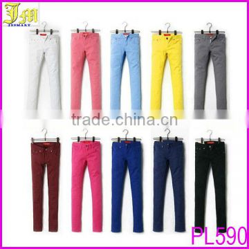 2014 New Women's Casual Candy Neon Color Trousers Tight Leggings Ladies Stretch Pencil Pants Slim Fit Cotton Jeans