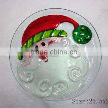 9.8" Hand painted Round Glass Plate