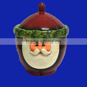 2013 newly designed handmade ceramic christmas candy jar