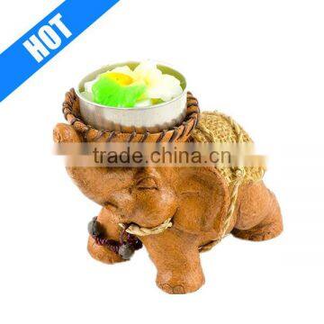 4.5inch handmade paintable polyresin elephant tea lights