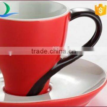 Good price china red ceramic elegant teacup and saucer China Factory