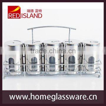 Stainless Steel Glass Spice Shaker Jar Adjustable Top Herbs Salt Pepper