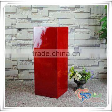 Tall Square Smoothly Fiberglass Red Urn Planter