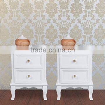 Set of Two Small Traditional Style Bedside Table in White photo-5