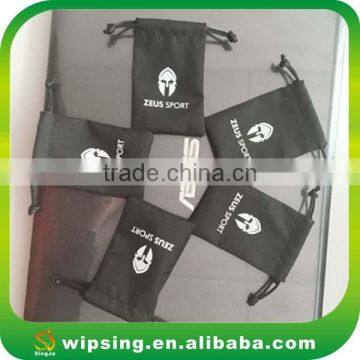 Customize Company Logo Printed Black Drawstring Pouches Wholesale