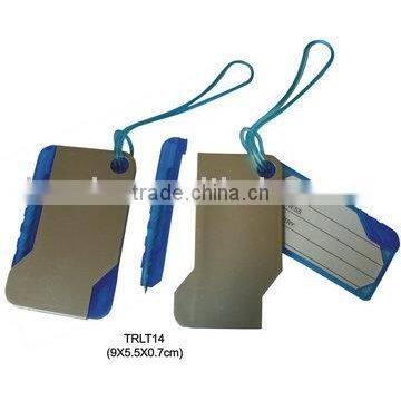 Promotional hard plastic luggage tag with ball pen