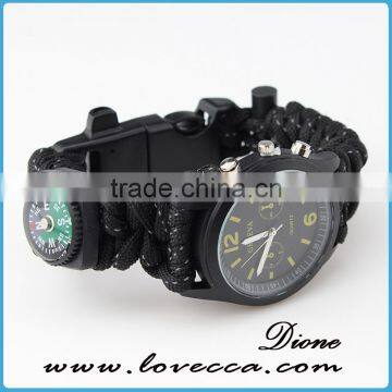 550 Paracord Survival Bracelet With Compass/thermometer /firestarter Buckle/whistle/Blade