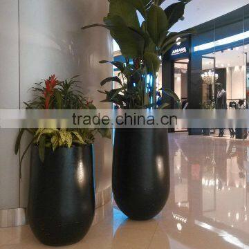 Modern black frp planter flowerpot