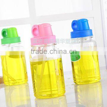 Pink Lid Plastic Baby Bottle Eco-friendly Clear Baby Bottle With Straw