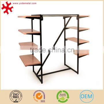 4 Tier Merchandising Gondola Metal Display Black Shelving 2 Clothes Rails photo-5