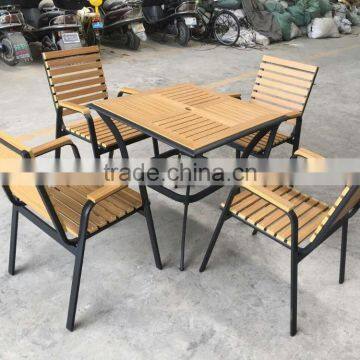 aluminum polywood slate squqre dining table , chair for garden Alibaba trade assurance payment