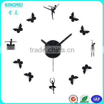 Large luxury home decor black butterfly acrylic clock wall