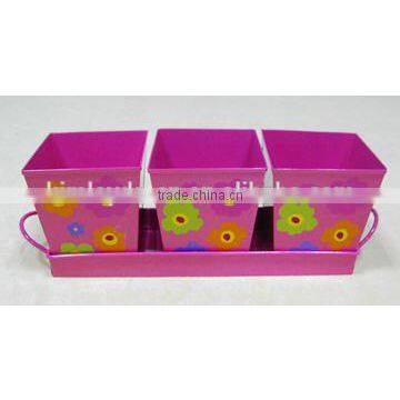 Metal Flower Planter With Tray photo-2