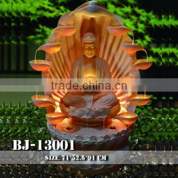 Cheap price resin craft led lighting buddha water features fountains india