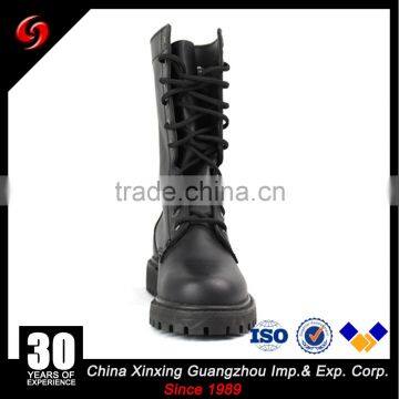 Black Genuine Leather 10 Holes Steel Toe Military Combat Boots photo-2