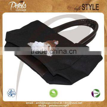 12 oz Canvas Tote Bag With Polyester Lining & With PU Padded Handle & Bottom photo-5