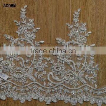 Newest fancy handmade beaded bridal wedding dress lace border trim