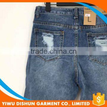 Women Latest Design Straight Pants Jeans With Holes photo-6