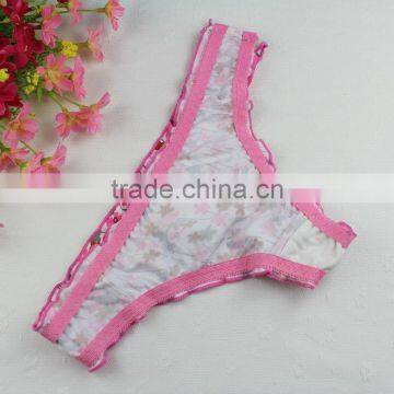 Stock Sale Promotion Cotton White With Flower Print Underwear Thong Panties Spande Gas Thong Cotton Women A Female T Pants Ladie photo-3