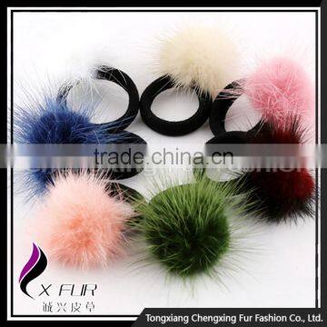 CX-E-07 Mink Fur Ball elastic Hair Band/Hair Accessories