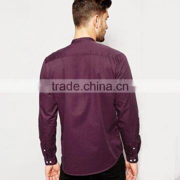 Lightweight Shirt Men In Twill With Grandad Collar photo-2