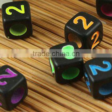 Custom mix colors numbers alphabet charm beads wholesale black numbers alphabet charms beads for jewelry accessories