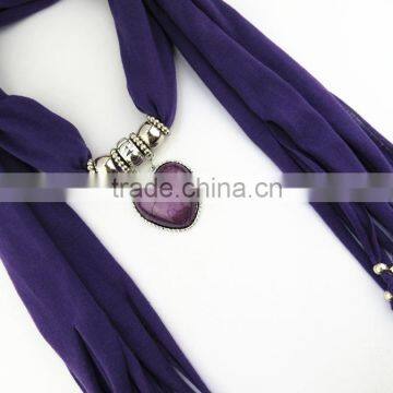 Mix Colors Alloy Heart Pendant Scarves Jewelry Custom Own Pendant Costume Scarves Women Wrap Necklace Scarves photo-5