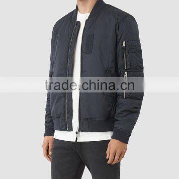 MGOO High Quality Covered Zip Up Bomber Jackets For Men Silver Zippers Long Sleeves Padded Winter Jackets photo-4