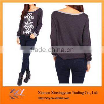 New custom scoop neckline printed lady hoody