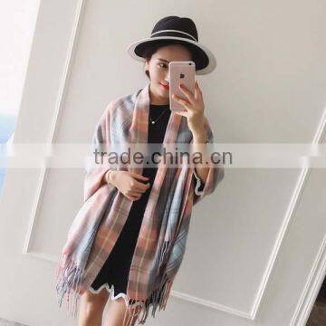Popular Style Girl Scarf Spring and Autumn Grid Imitated Cashmere Material Useful for Nearly Any Occasion Ladies Cappa photo-6