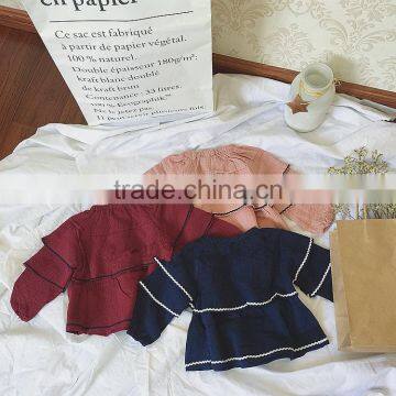 1-4 Years 2017 Wholesale Autumn Cotton Full Sleeves Wave Kids Girls Blouses