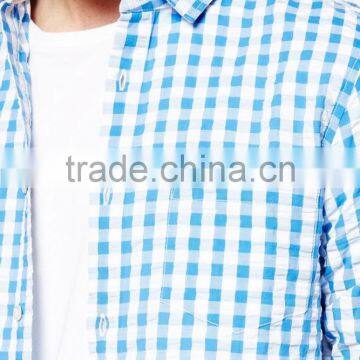 Designer Small Checked Shirts Blue and White Check Shirts for Men photo-3