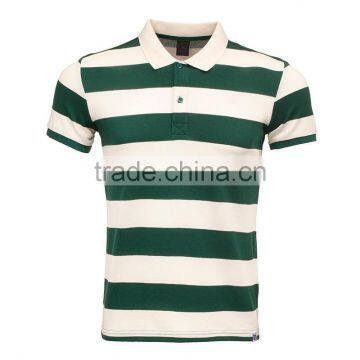 Fashionable pattern yarn dye striped short sleeve polo t-shirts custom logo