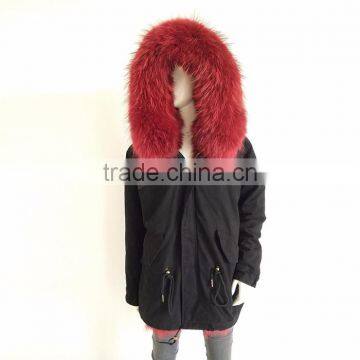 Myfur Custom Navy Outer Parka With Removable Dyed Fox Belly Fur Lined in Wholesale Price photo-4