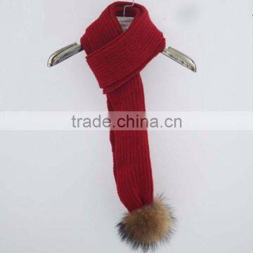 Myfur Popular Warm Crochet Scarf Real Raccoon Fur Pom Pom Crochet Scarf photo-2