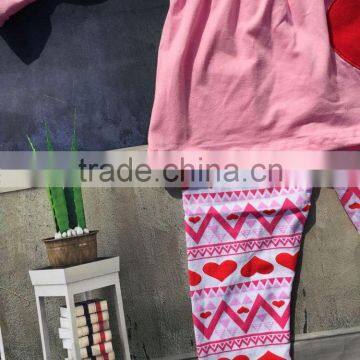 2016 Cute Toddler V-days Girls Baby Kids Valentine Clothes Heart Top Pant New Design Hot Sell Boutique Clothes Kids Sets photo-3