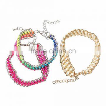 Fashion Copper Silver Tone At Random Terylene Cord Lobster Clasp Jewelry Bracelets photo-3