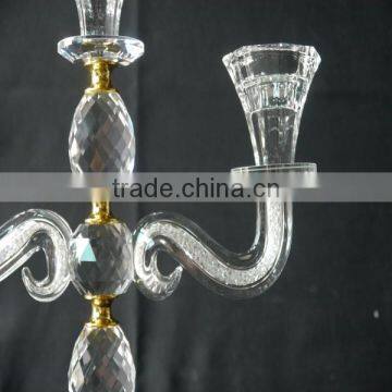 Wedding Decorative Candelabra,Crystal With Golden Metal Candle Holder photo-3
