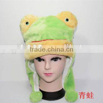 Frog Plush Warm Hat Cartoon Animal Cap Earmuff With Ear Poms