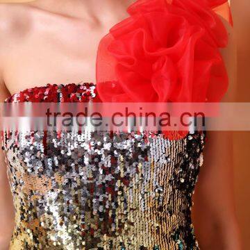 Elegant Lace Prom Dress Appliqued Beaded Top A Line Tulle Red Short Evening Dress Mini Party Dress 2017 ED46 photo-4