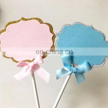 New DIY Writing Pink and Blue Cupcake Topper Birthday Party Wedding Cake Decor