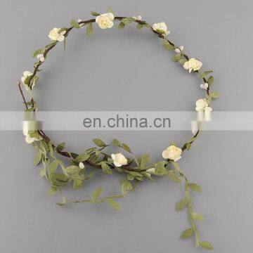 Wholesale decorative artificial flower garland beautiful flower crown headband with fabric flower BH2167