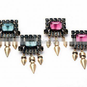 Dangle spikes clear stones earrings fashion retro gold earrings