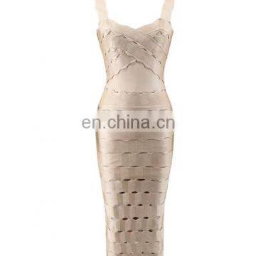 2017 European Christmas Party Dark Beige Long Bandage Dress