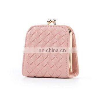 New European style weave wallet vintage small lock design women purse small zipper coin purse